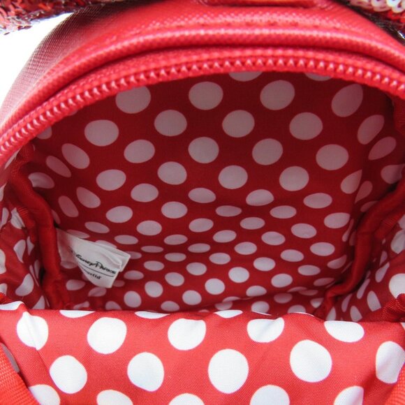 Loungefly Disney Backpack 6.5" Minnie Mouse Polka Dot Sequins Belt Bag READ - Picture 6 of 9
